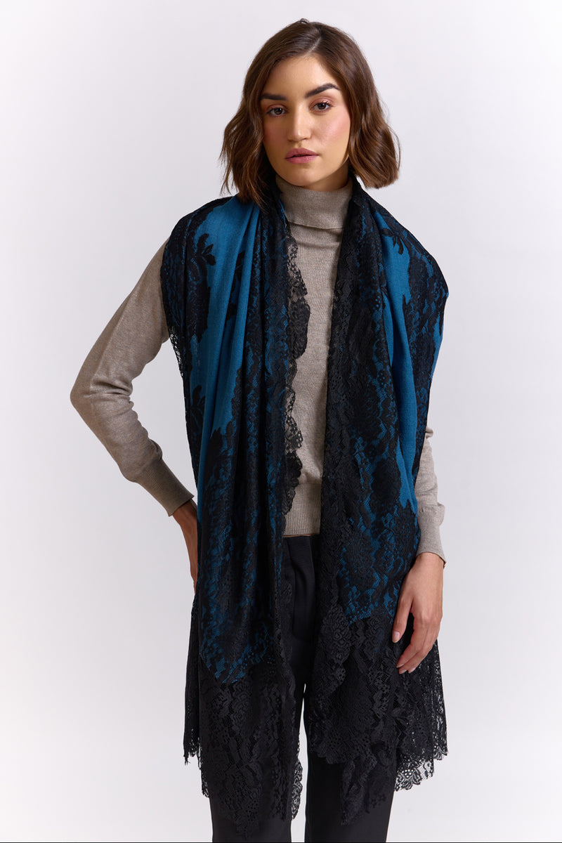 Blue & Black Pashmina Shawl