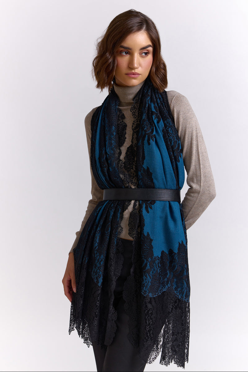 Blue & Black Pashmina Shawl