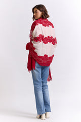 White & Red Pashmina Shawl