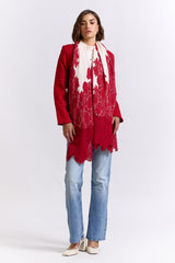 White & Red Pashmina Shawl