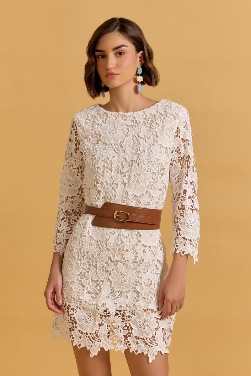 Niamh White Lace Short Dress