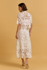 Aran White Lace Skirt & Top Set