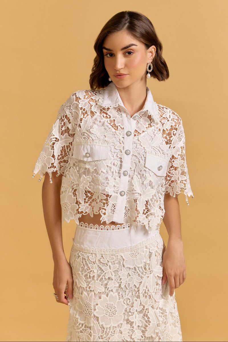 Aran White Lace Crop Top