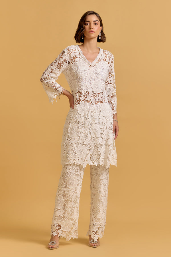 Anisa White Lace Pants