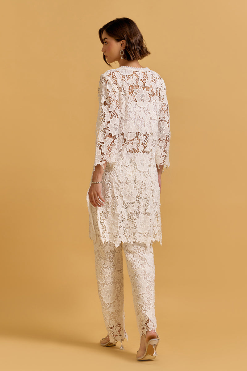 Anisa White Lace Co-ord Set