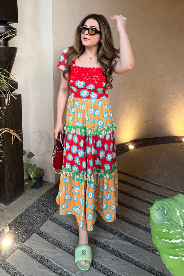 Meghna Pahwa In Our Gianna 3-Tier Multicoloured Dress