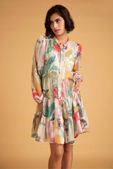 Tropical Chiffon Midi Dress