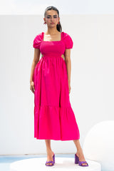 Triska Hot Pink Midi Dress