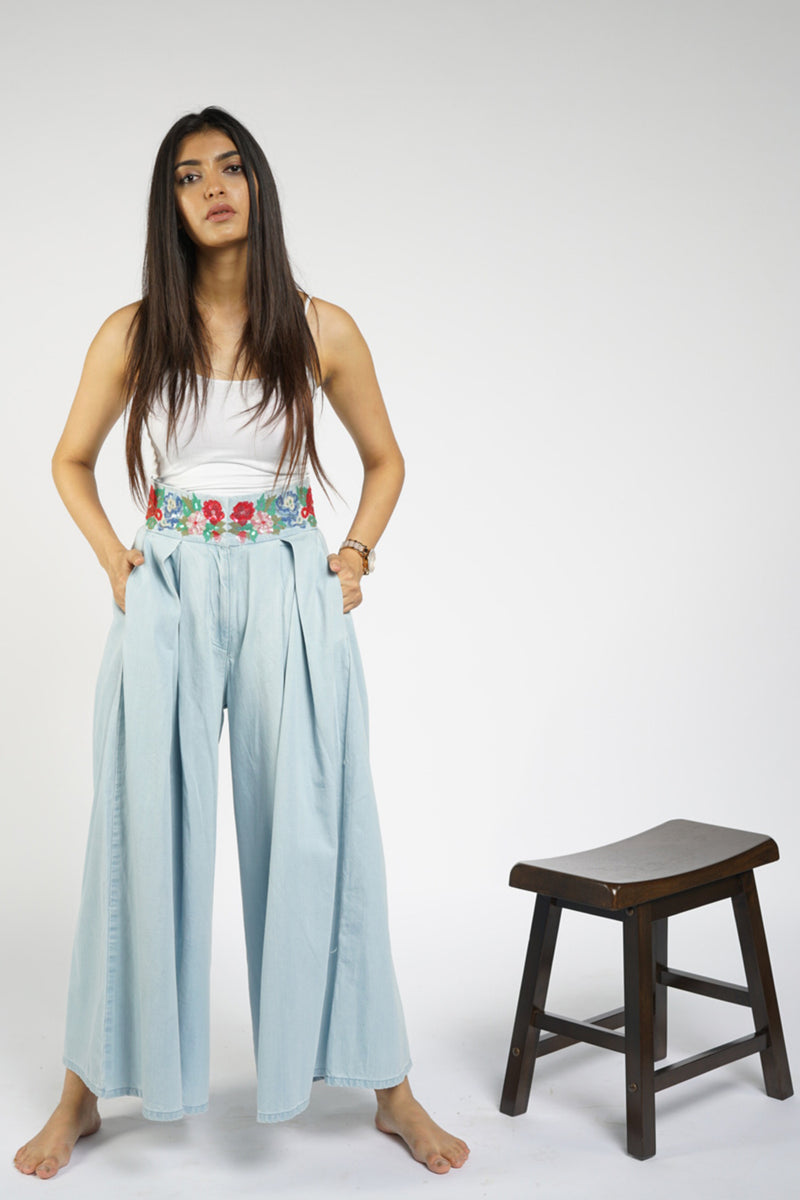 Floral Embroidered Culottes