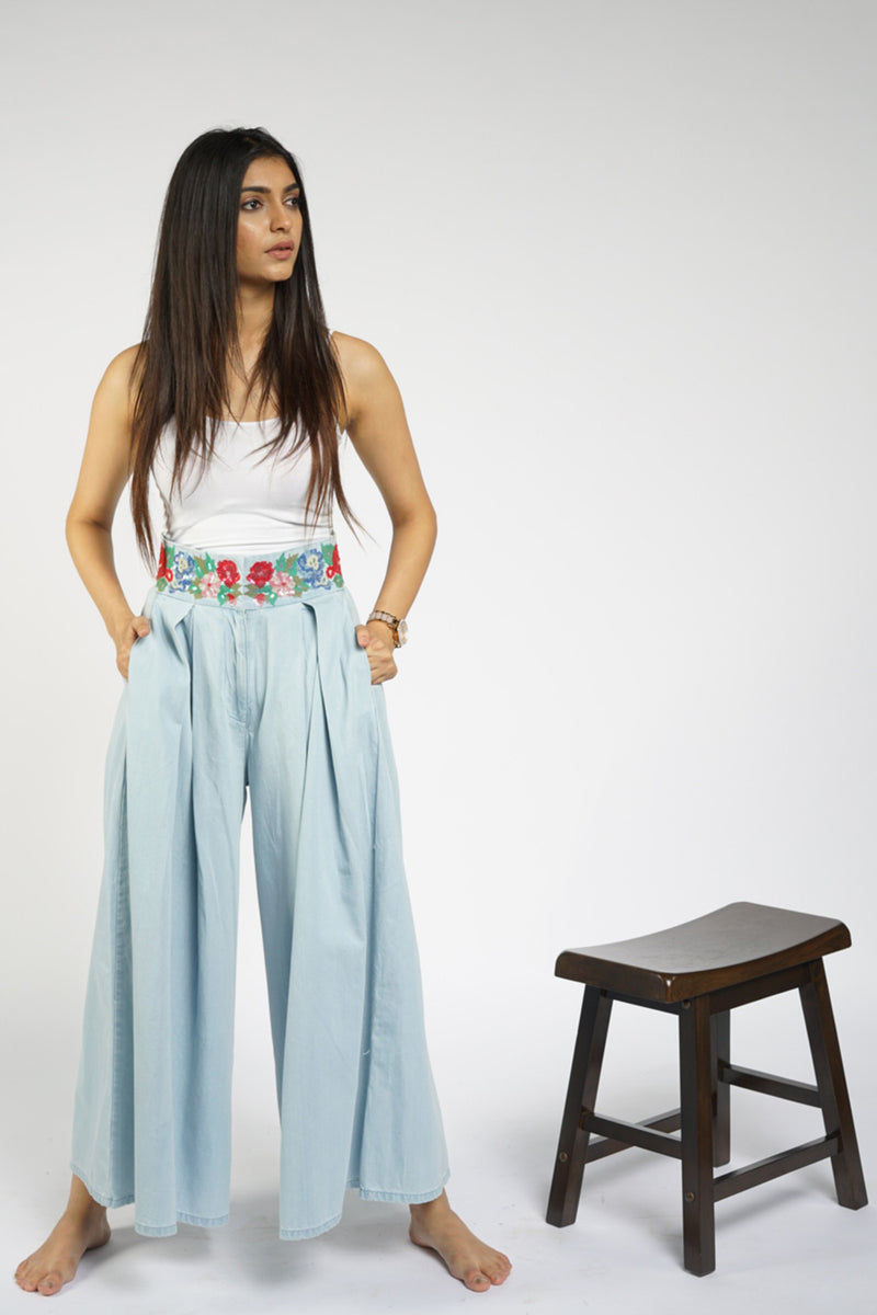 Floral Embroidered Culottes