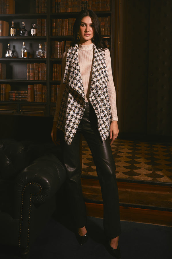 Pearl Sleeveless Tweed Jacket