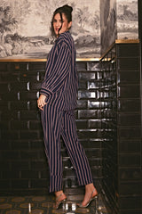 Leah Black & White Striped Pants