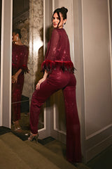 Layla Wine Sequin Pants