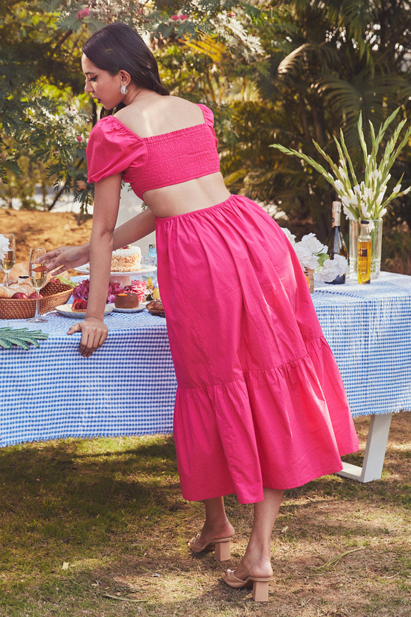 Triska Hot Pink Midi Dress