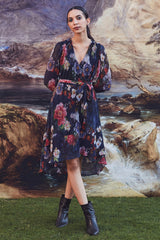 Neci Pleated Floral Dress