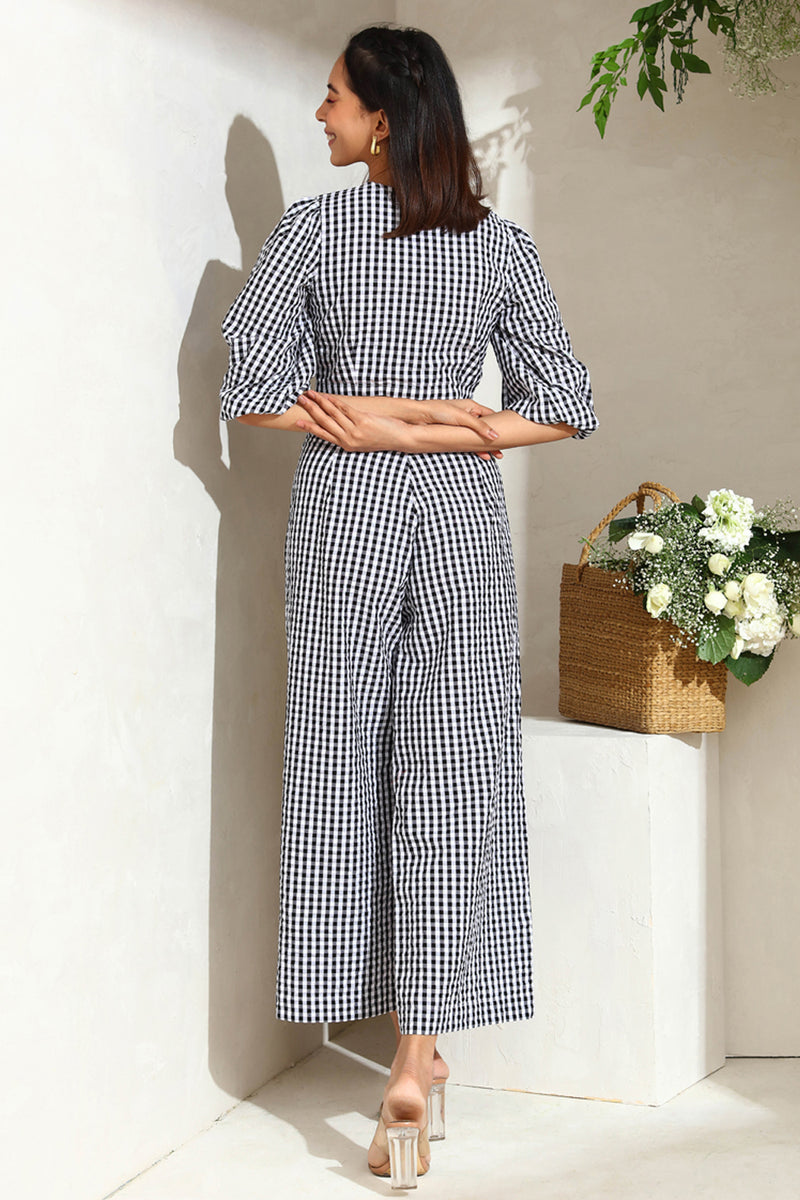 Gingham Flared Pants
